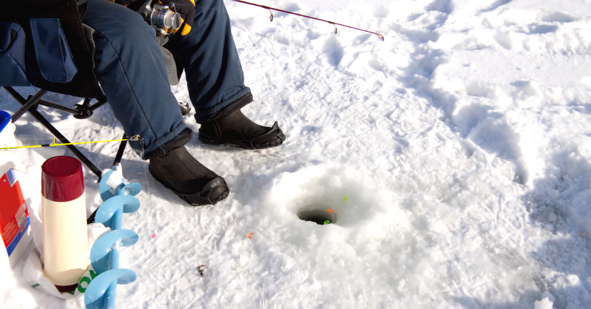 ice fishing hole drilled